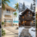 4 high end spa exteriors in the city, at the beach, in the mountains and in the desert